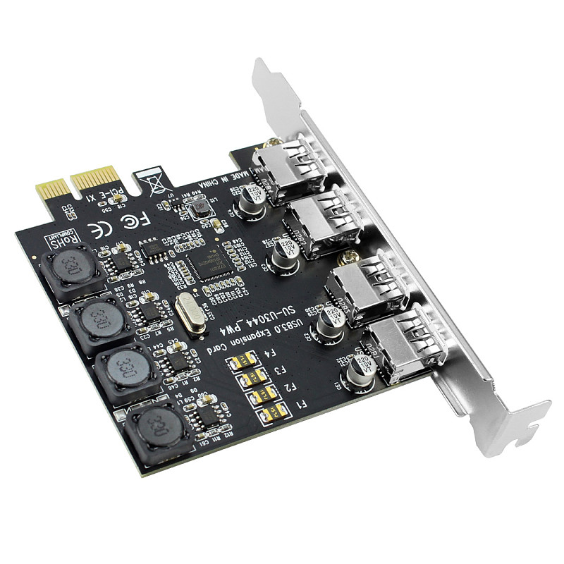 XT-XINTE 5Gbps 4 Ports USB3.0 Expansion Card Adapter PCI-E PCI Express USB 3.0 Controller for PCIe X1 X4 X8 X16 Port for Win 7/8/10