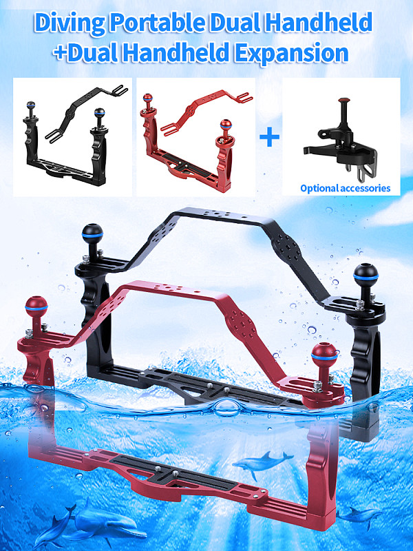 XT-XINTE Diving Handle Tray Bracket with Handle Dual Handheld Stabilizer Portable Balancer Holder for SLR Camera Waterproof Case Underwater Diving Photography