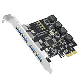 XT-XINTE 5Gbps 4 Ports USB3.0 Expansion Card Adapter PCI-E PCI Express USB 3.0 Controller for PCIe X1 X4 X8 X16 Port for Win 7/8/10