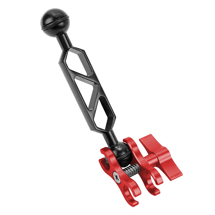 XT-XINTE CNC Aluminum 2-Hole Butterfly Clip Clamp Light Arm Clamp with Lighting Arm Ball Head for Sports Camera Housing Diving Case