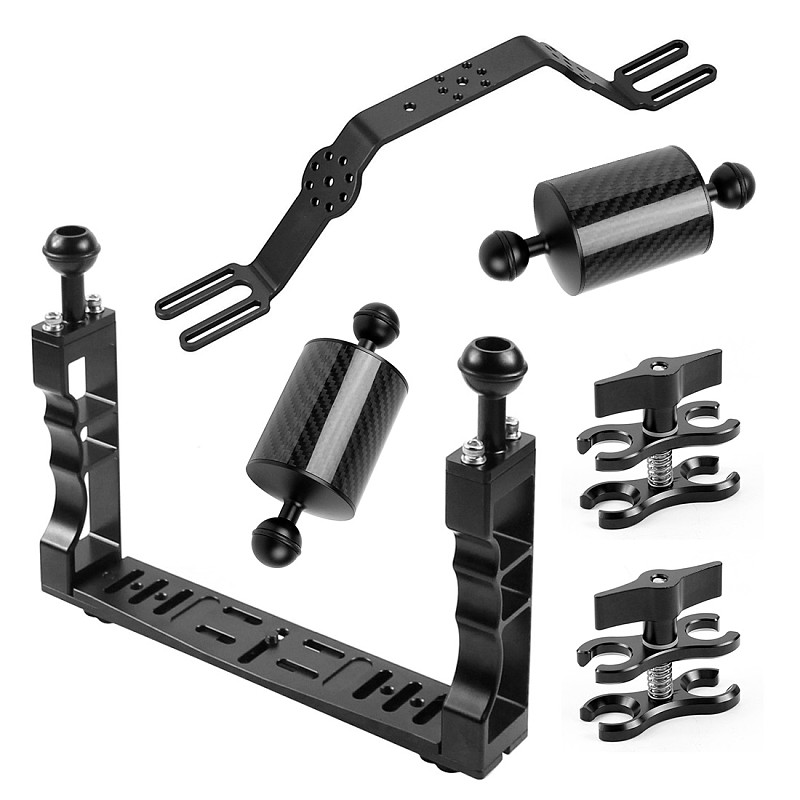 XT-XINTE Lighting Arm Bracket with Handle Butterfly Clip Clamp Diving Clamp Lamp Arm for Sports Camera Housing Diving Case