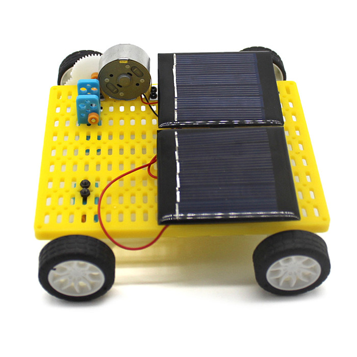 DIY Robot Dual Solar Powered Mini DIY Car Assemble Kit 4WD Classic Toys Children Kids Educational Science Gadget Creative Gift