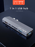ACASIS USB C Hub Aluminum 7-in-1 Type-C to HDMI Adapter Dual USB 3.0 4K HDMI Port TF Card Reader Slot Efficient Heat Dissipation Multifuction Cable Compatible for Type-C Connector PC