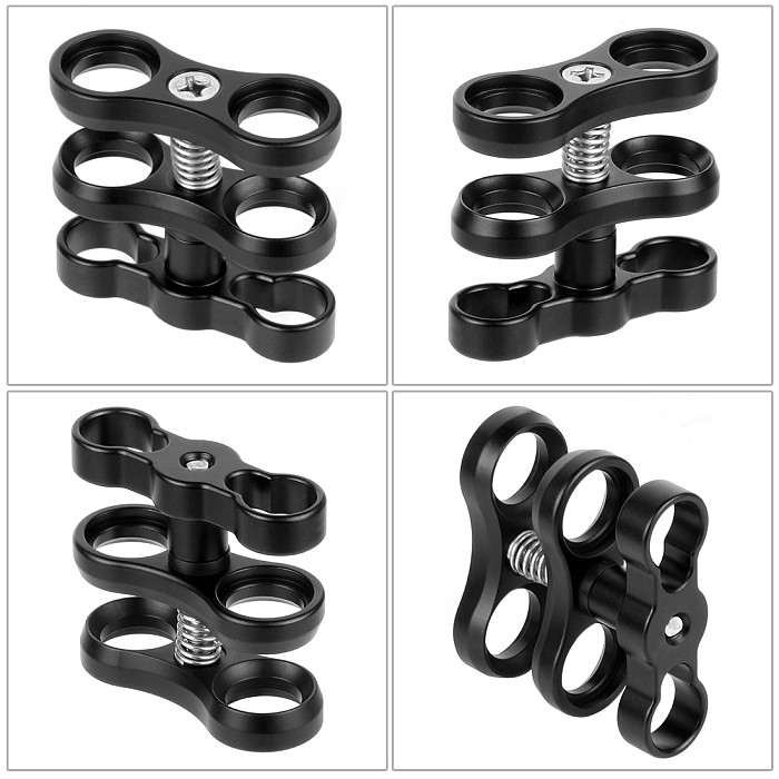 XT-XINTE Aluminum Alloy 2-Hole Butterfly Clip Clamp Light Arm Clamp for Diving Photography For GoPro13