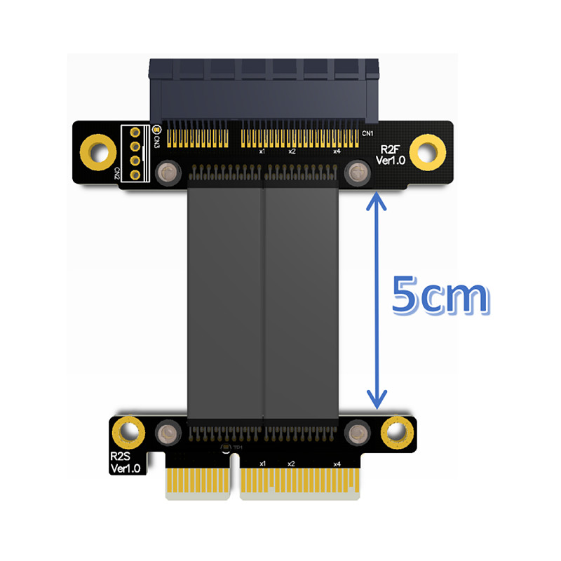 PCIe 3.0 x4 Extension Cable 32G/bps PCI Express 4x Graphic SSD RAID Extender Conversion Riser Card Vertical 90 R22SL / 270 R22SR