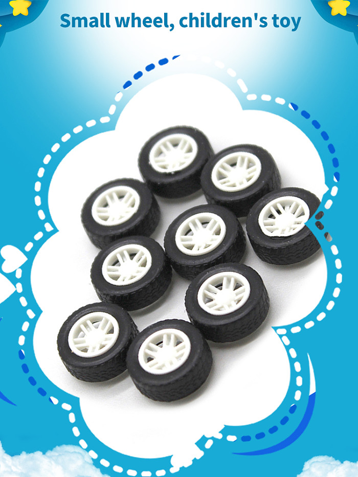 200Pcs 1.5X4.5X13.5mm Wheel Diy Toy Car Mini Wheel Rubber Model Accessories