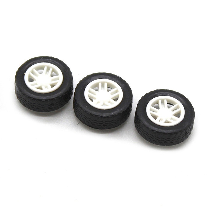 200Pcs 1.5X4.5X13.5mm Wheel Diy Toy Car Mini Wheel Rubber Model Accessories