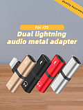 FCLUO Conversion Head Charging Listening Song 2 in 1 T-type Dual Lighting Audio Metal Adapter for IOS