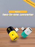 FCLUO Conversion Head Charging Listening Song 2 in 1 T-type Audio Pill Adapter Converter for Type-C
