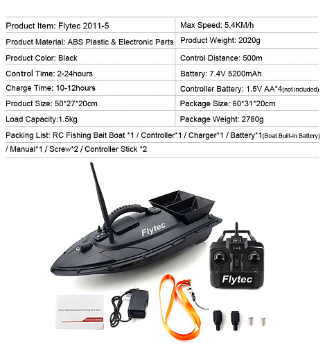 Flytec 2011-5 Fish Finder 1.5kg Loading Remote Control Fishing Bait Boat RC  Boat KIT Version DIY Boat
