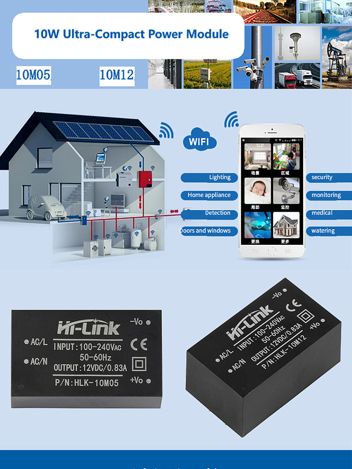 HI-LINK HLK-10M12 AC-DC 220V to 12V 10W Intelligent Household Switch Isolated Power Supply Module  