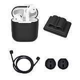 4 in 1 Set For AirPods Earphone Cases Earbuds Cover Bluetooth Headphone Holder Anti-Lost Rope Anti-Slip Silicone Protector
