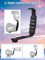 Camera Stand L-shaped Angle 2 Shoe Flash Bracket DV Bracket Tray Dual Cold Shoe Flash Bracket for DSLR Camera Camcorders