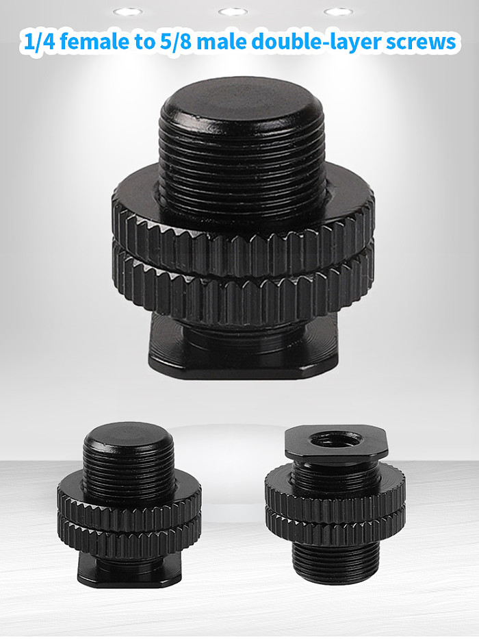 Metal Shockproof clip Hot shoe Adapter 5/8 inch 1/4 inch Screw for Camera Tripod Head Microphone Mic Mount Bracket