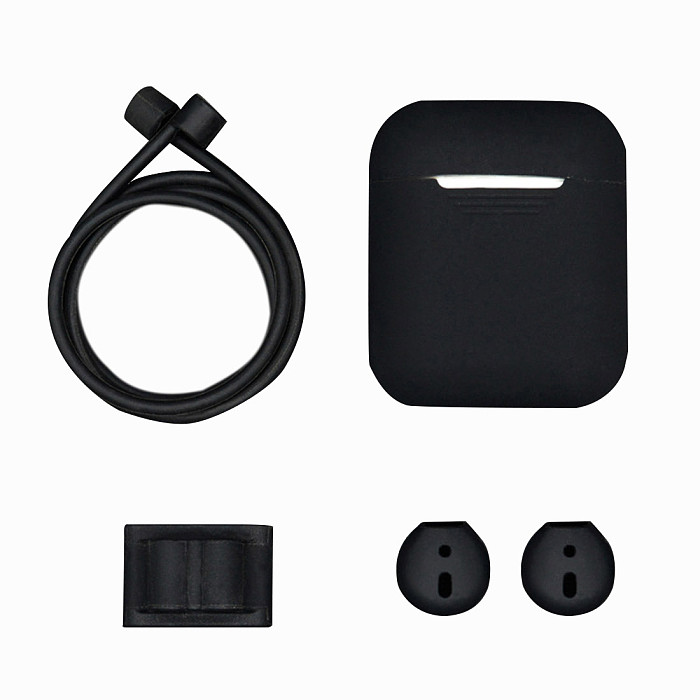 4 in 1 Set For AirPods Earphone Cases Earbuds Cover Bluetooth Headphone Holder Anti-Lost Rope Anti-Slip Silicone Protector