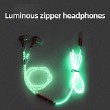 Light Luminous Metal Zipper Earphone Glow in The Dark Headphones Headset Creatively New Fashion Zipping Headphones Earhpones