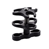 XT-XINTE Diving Three Hole Butterfly Clip Diving Photography Accessories Lamp Arm Extension Rod Connection with Opening Hole Design for Ball Head Sports Action Camera Bracket