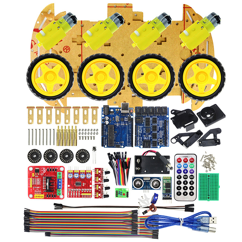 Multifunction Bluetooth Controlled Robot Smart Car Kits Tons of Published Free Codes 4WD UNO R3 Starter Kit for arduino Diy Kit