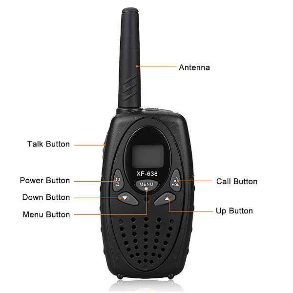 FCLUO 2Pcs XF-638 Handheld 0.5w Wireless 2-Way Radio Walkie Talkie Outdoor 3KM Range Interphone for Kids Toy New LCD Backlit Display Best Children's Day Christmas Thanksgiving-Day Gift