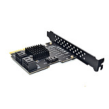 XT-XINTE JMS585 Chip 5 ports SATA 3.0 to PCIe Expansion Card 4X Gen 3 PCI Express SATA Adapter SATA 3 Converter with Heat Sink for HDD