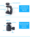 BGNING Aluminum Alloy Large C-clip Fixed and Adjustable Camera Holder Car Phone Clip with 1/4 Inch Camera Screw Nut Adapter LS011