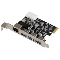XT-XINTE PCI-E to External 3 Ports USB 3.0 HUB + RJ-45 Gigabit Ethernet Network Card 10/100/1000Mbps PCI Express USB3.0 LAN Adapter Combo
