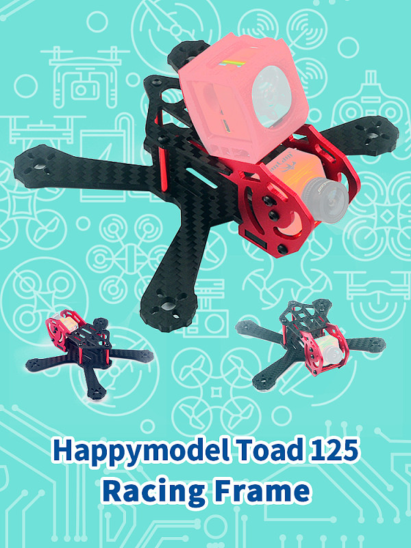 Happymodel Toad 125 3 Inch FPV Racing Drone Frame Kit 125mm Wheelbase Carbon Fiber Rack with SQ11 Protective Case