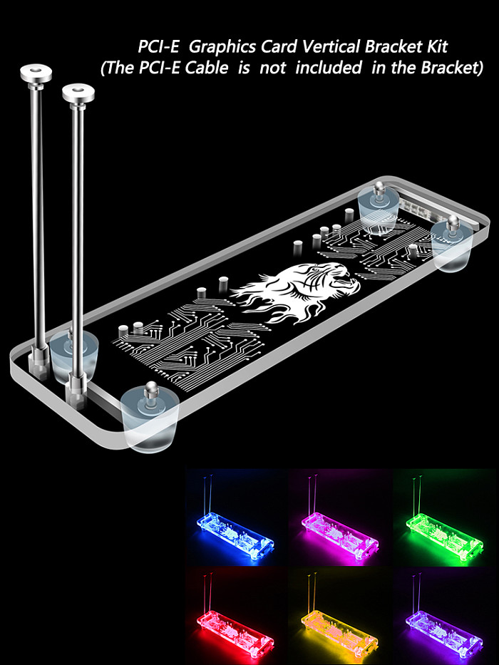 XT-XINTE Video Graphics Card Bracket RGB LED Light Kickstand Base Holder w/ External PCI-E 3.0 16X Extension Riser Cable for DIY ATX Case