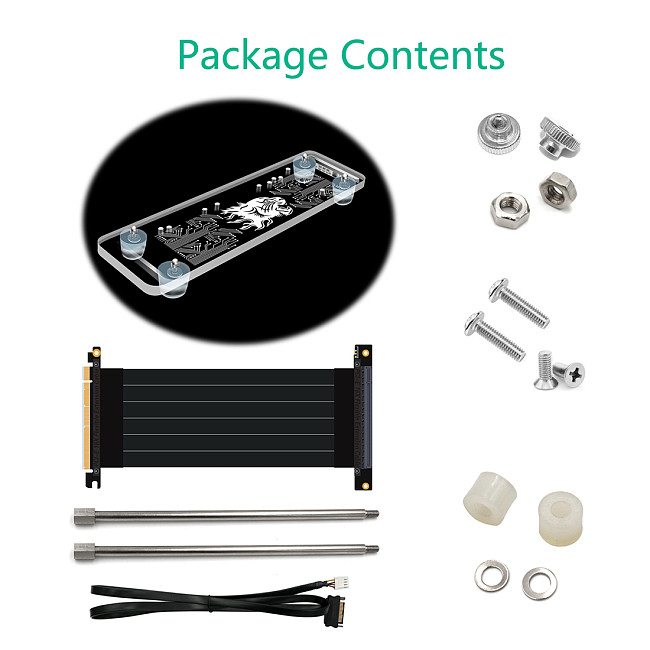 XT-XINTE Video Graphics Card Bracket RGB LED Light Kickstand Base Holder w/ External PCI-E 3.0 16X Extension Riser Cable for DIY ATX Case