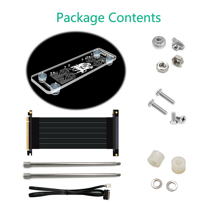 XT-XINTE Video Graphics Card Bracket RGB LED Light Kickstand Base Holder w/ External PCI-E 3.0 16X Extension Riser Cable for DIY ATX Case