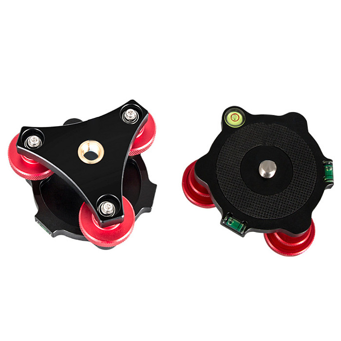 BGNING LP-64 Camera Tripod Head Leveling Base Aluminum Alloy Triple-wheel Precision Leveler Bubble Level 3/8  Screw Load Less Than 15kg