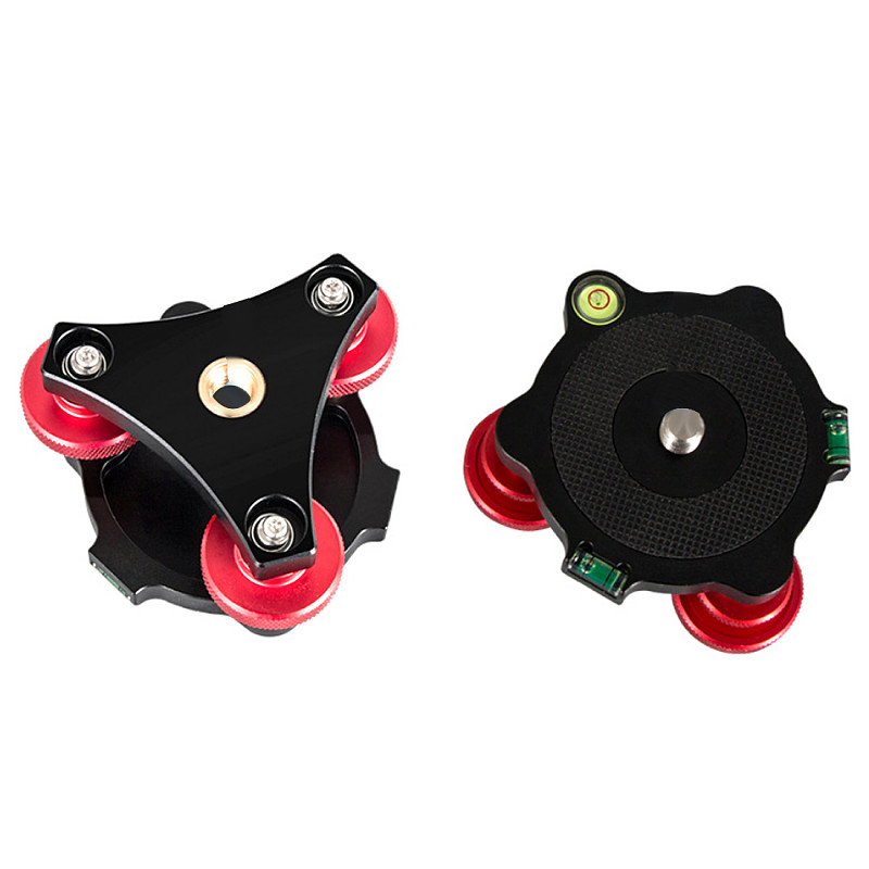 BGNING LP-64 Camera Tripod Head Leveling Base Aluminum Alloy Triple-wheel Precision Leveler Bubble Level 3/8  Screw Load Less Than 15kg
