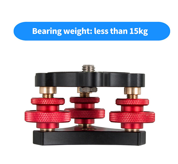 BGNING LP-64 Camera Tripod Head Leveling Base Aluminum Alloy Triple-wheel Precision Leveler Bubble Level 3/8  Screw Load Less Than 15kg