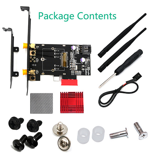 XT-XINTE Computer Add On Cards SSD M.2 Key A to PCI-E X1 Adapter Converter with Heat Sink for NGFF Intel 7265/8260/8265/9260 No WiFi Card