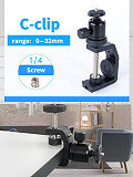 BGNING Aluminum Alloy Small C-clip Multifunction Desktop Fixed clamp with 1/4 Inch Camera Screw Nut Adapter for Phone and SLR Micro Single Camera