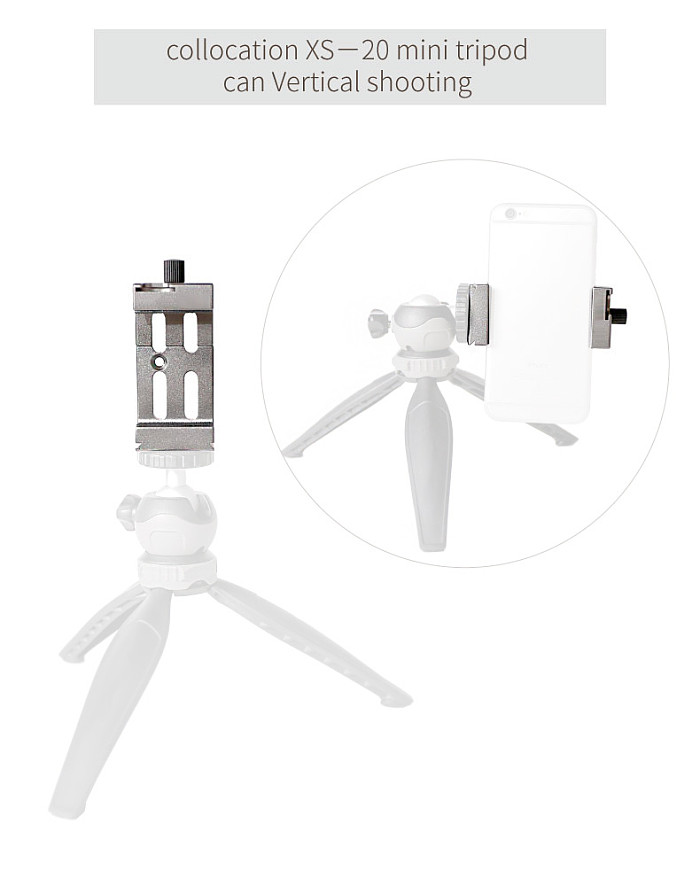 BGNING XJ-8 Aluminum Alloy Tripod Head Bracket Holder Clip For Mobile Phone iPhone Samsung