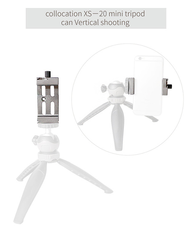 BGNING XJ-8 Aluminum Alloy Tripod Head Bracket Holder Clip For Mobile Phone iPhone Samsung