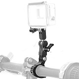 BGNING Universal CNC Aluminium Alloy Magic Arm with Long Screw and Motorcycle Handlebar Mount 360 Degree Rotating for Action Camera