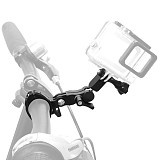 BGNING Universal CNC Aluminium Alloy Magic Arm with Long Screw and Motorcycle Handlebar Mount 360 Degree Rotating for Action Camera