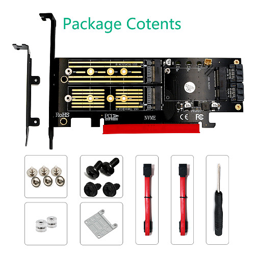 XT-XINTE Upgrad Version 3 in 1 Msata and M.2 NVME SATA SSD to PCI-E 4X PCIE 3.0 4.0 and SATA3 Adapter Converter Riser Card M Key B Key