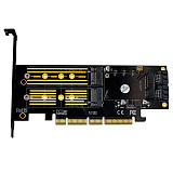 XT-XINTE Upgrad 3 in 1 Msata M.2 NVME SATA SSD to PCI-E 4X PCIE 4.0 3.0 and SATA3 Adapter Converter Riser Card with Cooling Heat Heatsink