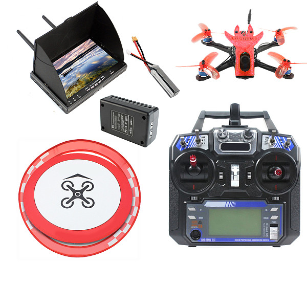 QWinOut Featherbird-135 135mm Brushless FPV Racing Drone 2S DIY RC Quadcopter RTF with MiniF4 FC Flysky FS I6 Remote Controller FPV Display Apron Racing Gate