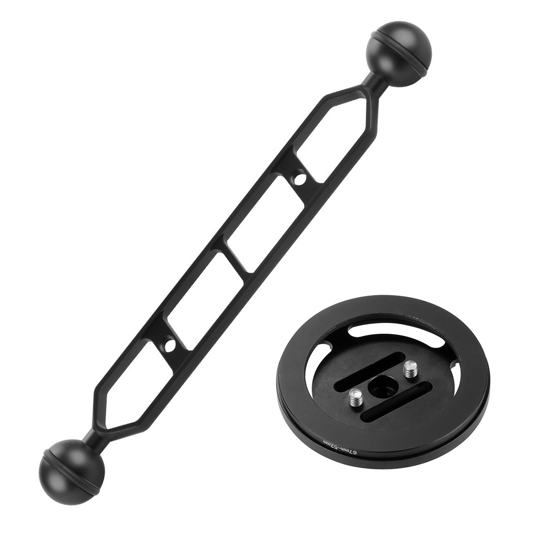 BGNING Carbon Fiber Buoyancy Arm For Diving Photography - Hand-Held Dual Ball Head Adapter