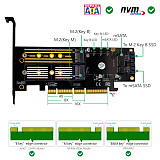 XT-XINTE Upgrad Version 3 in 1 Msata and M.2 NVME SATA SSD to PCI-E 4X PCIE 3.0 4.0 and SATA3 Adapter Converter Riser Card M Key B Key