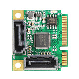 XT-XINTE Add On Cards Mini PCI-E PCI Express to 2 Ports SATA 3.0 Converter Hard Drive Extension SATA3 Controller Card HUB Multiplier