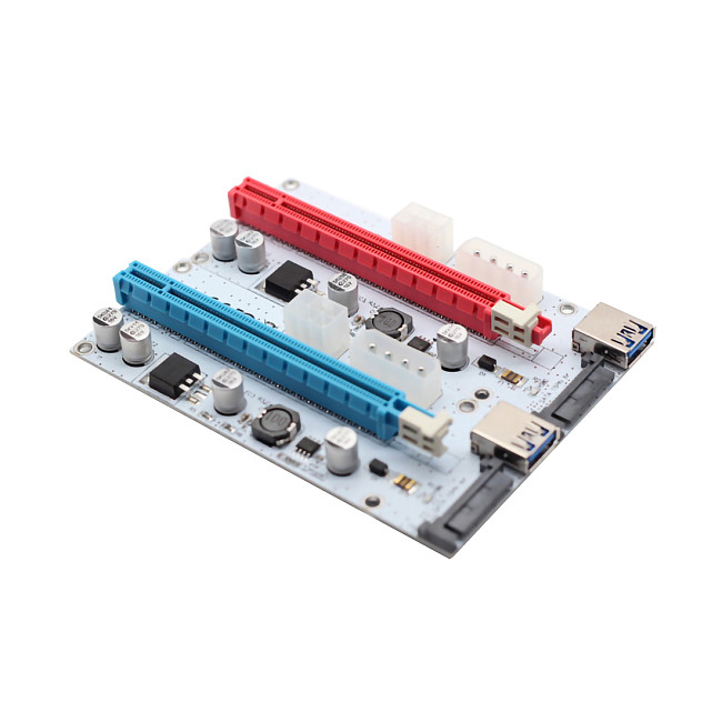 XT-XINTE 3 in 1 Molex 4Pin SATA 6PIN PCI-E Riser Card 60cm PCI Express 1x to 16x Graphic Extender Adapter USB 3.0 Cable for Bitcoin Miner