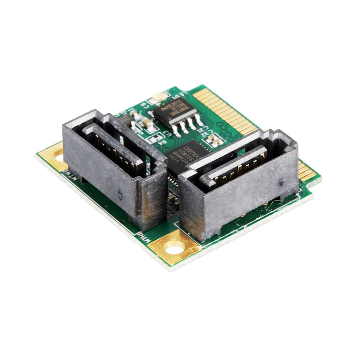 XT-XINTE Add On Cards Mini PCI-E PCI Express to 2 Ports SATA 3.0 Converter Hard Drive Extension SATA3 Controller Card HUB Multiplier