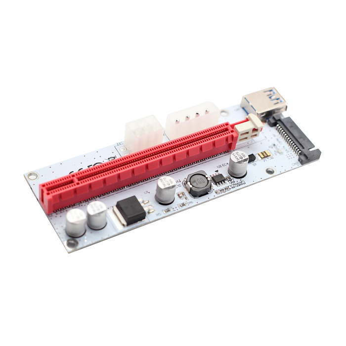 XT-XINTE 3 in 1 Molex 4Pin SATA 6PIN PCI-E Riser Card 60cm PCI Express 1x to 16x Graphic Extender Adapter USB 3.0 Cable for Bitcoin Miner