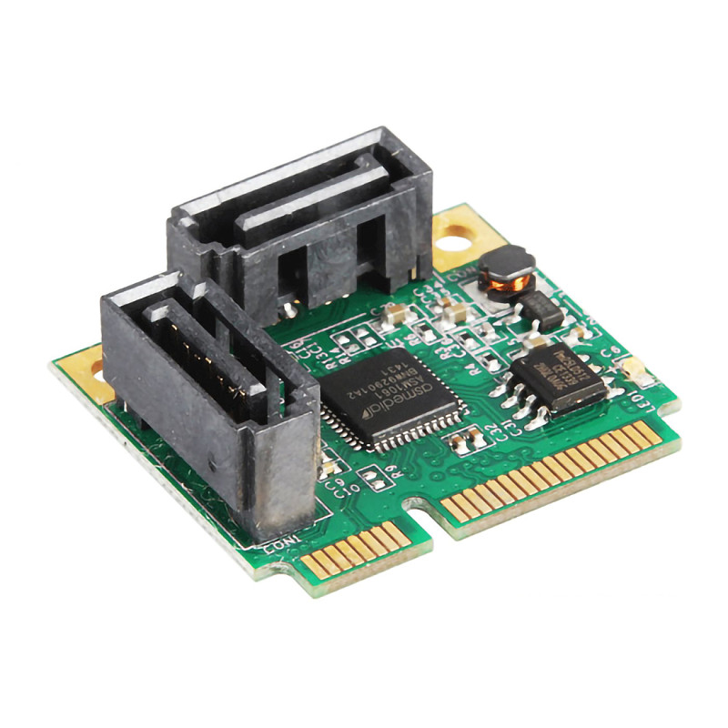 XT-XINTE Add On Cards Mini PCI-E PCI Express to 2 Ports SATA 3.0 Converter Hard Drive Extension SATA3 Controller Card HUB Multiplier