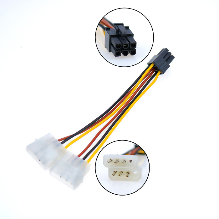 XT-XINTE 18cm ATX IDE Molex Dual 4 Pin 4P to 6 Pin PCI-Express PCIE 6P Graphic Video Card Power Converter Adapter Cable Y Splitter Cord